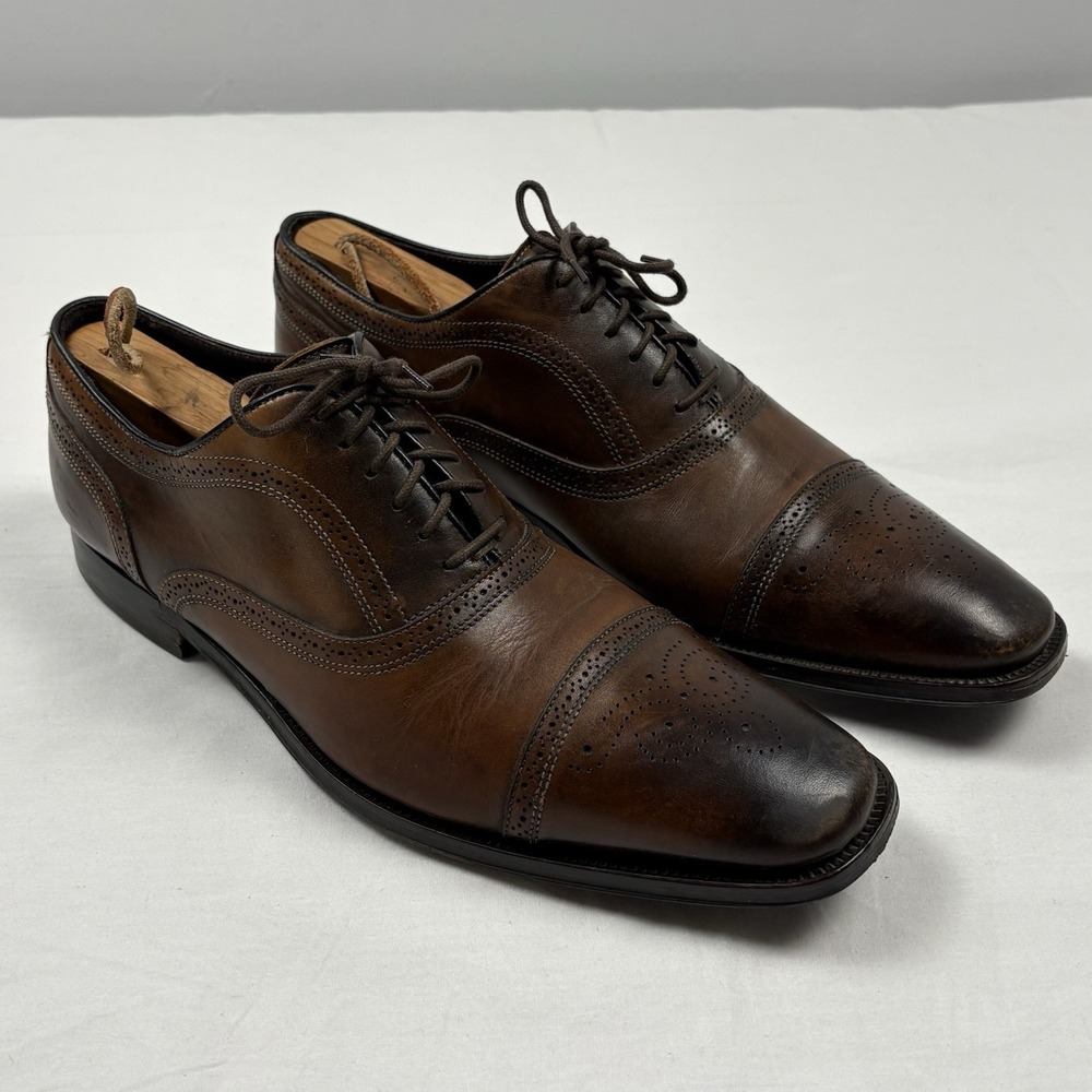 To Boot New York "David" Burnished Brown Medallion Cap Toe Brogue Oxfords 9.5M